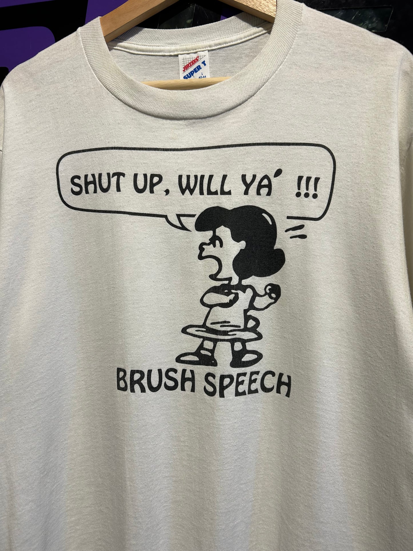 90s Peanuts Shut Up, Will Ya! T-Shirt. Size Large