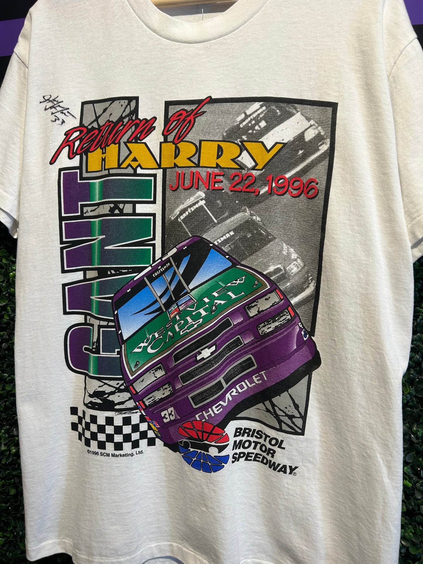 1996 Harry Gant Bristol Motor Speedway Racing T-Shirt. Size Large