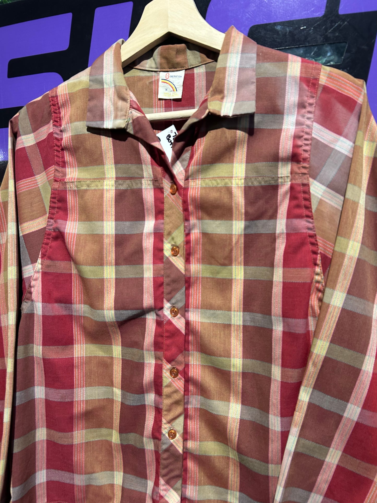 70s Third Generation Button-Up Shirt. Size S/M