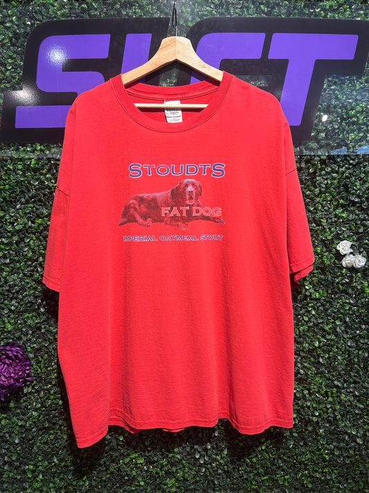 Vintage Stoudts Brewing Company Fat Dog Beer T-Shirt. Size XXL