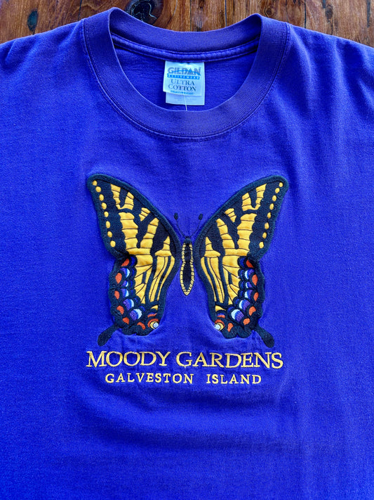 Vintage Moody Gardens Embroidered Butterfly T-Shirt. Size XL