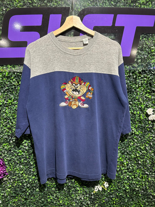 90s Taz Football Embroidered Shirt. Size M/L