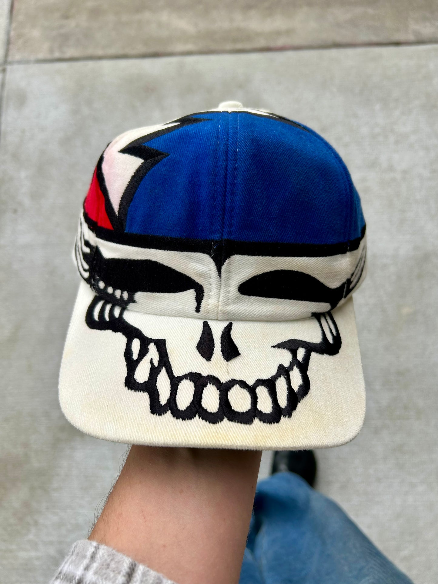 1996 Grateful Dead Liquid Blue Steal Your Face Strap-Back Hat