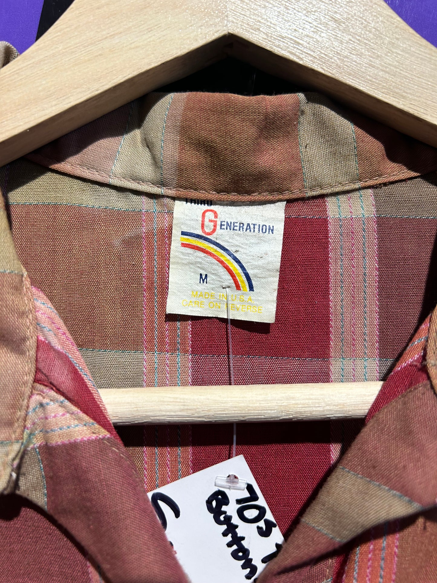 70s Third Generation Button-Up Shirt. Size S/M