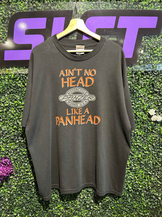 90s Panzer Motorcycles Ain’t No Head Like A Panhead T-Shirt. Size XXL