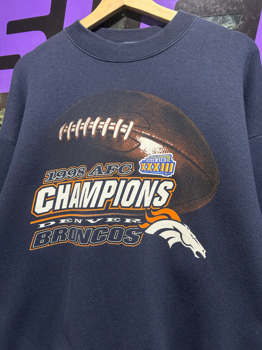 1998 Denver Broncos AFC Champions Crewneck. Size Large