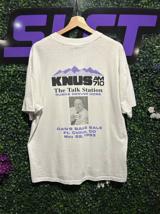 1993 KNUS Denver Radio Talk Station T-Shirt. Size L/XL