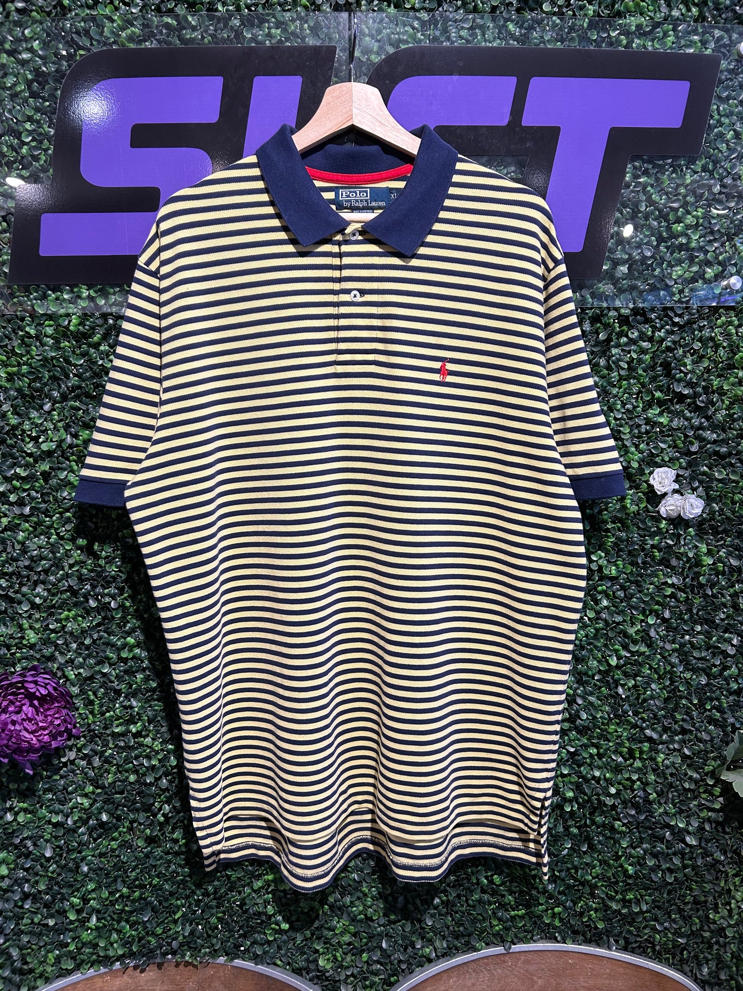 Vintage Striped Polo Ralph Lauren Polo Shirt. Size XL