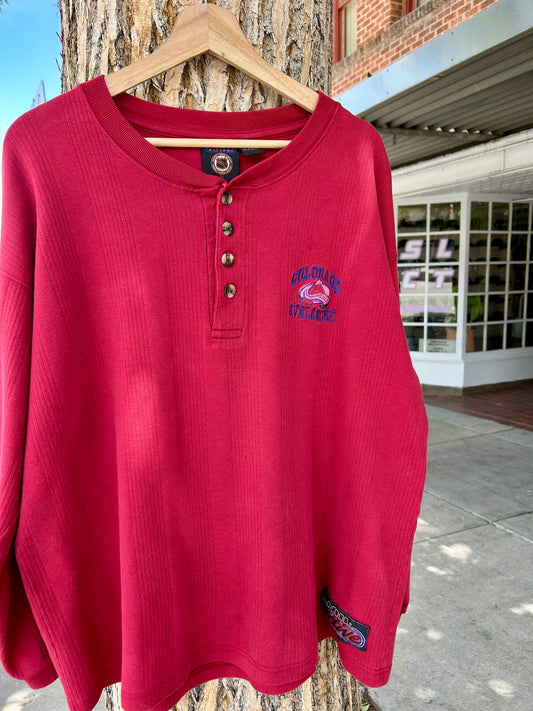 Vintage Colorado Avalanche Henley LS Shirt. Size Large