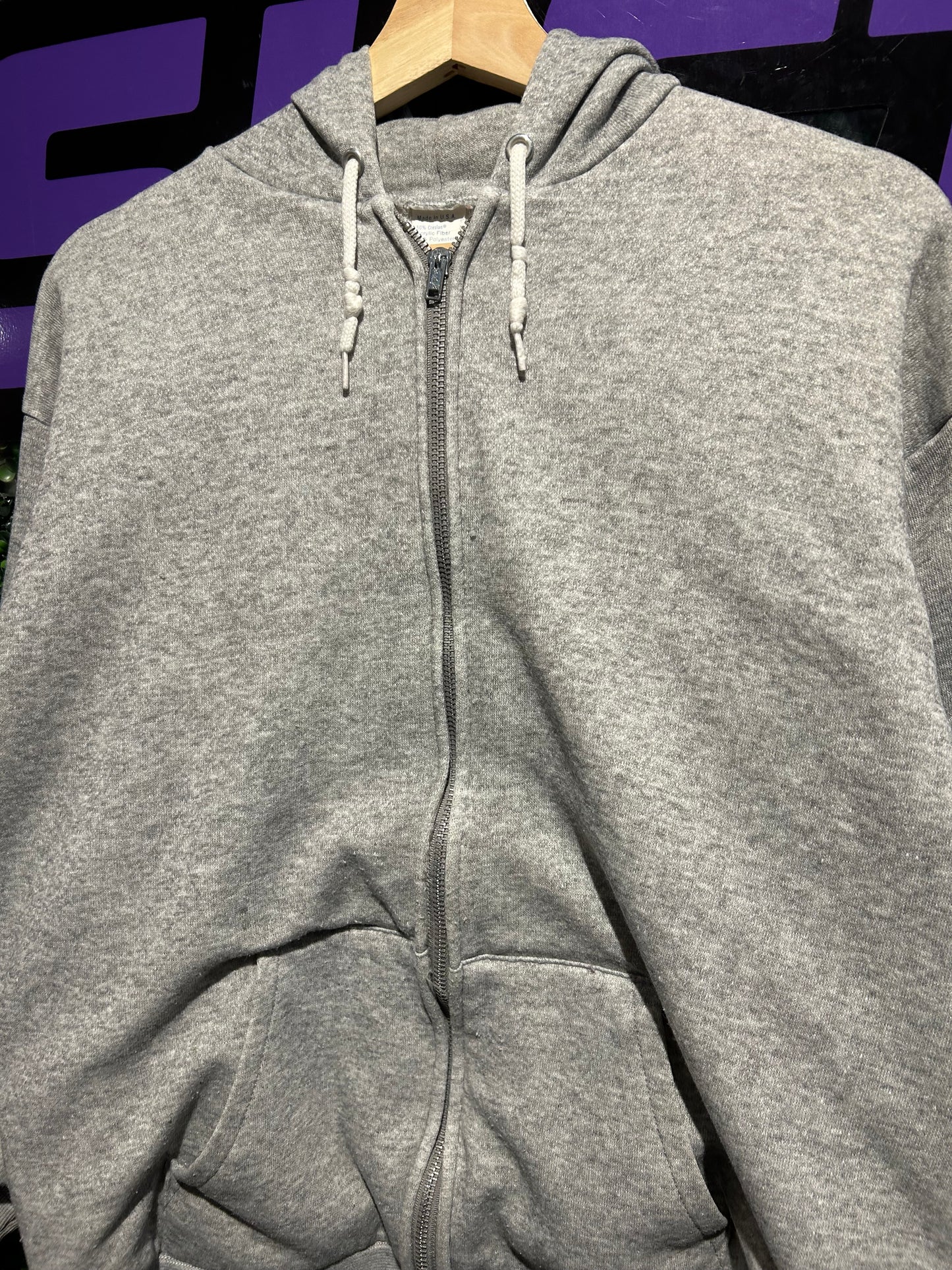 80s Thermal-Lined Zip-Up Hoodie. Size S/M