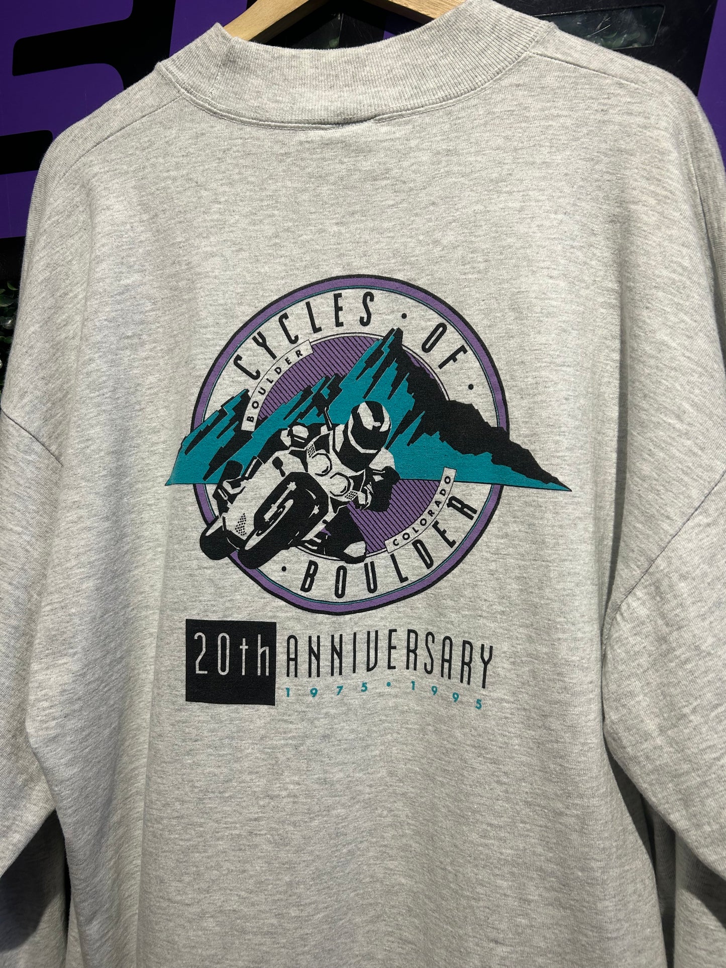 1995 Cycles Of Boulder 20th Anniversary LS Mock-Neck Shirt. Size XXL