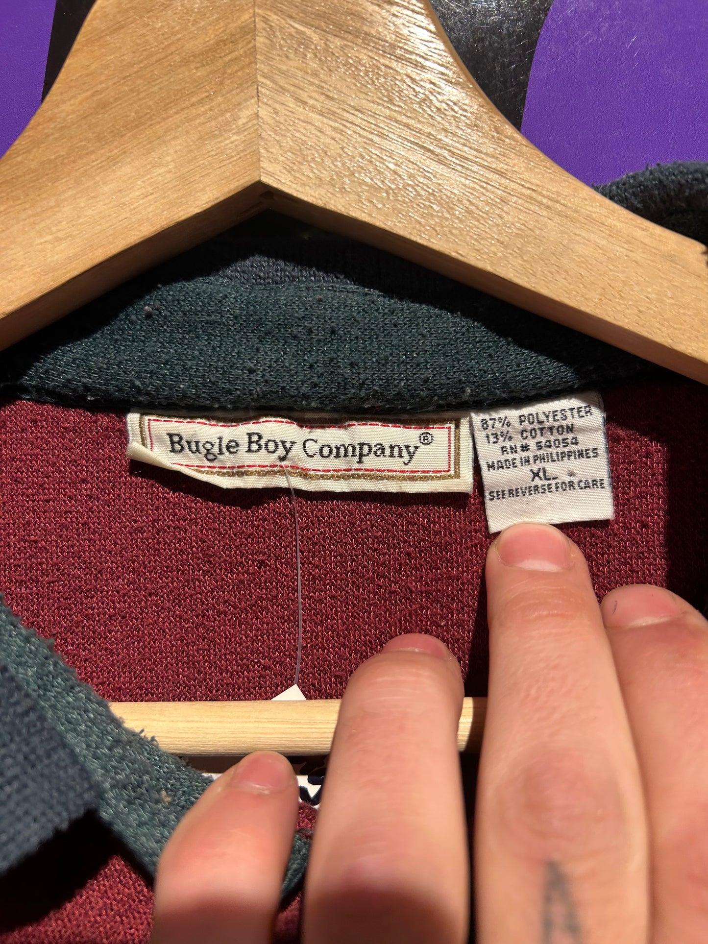 Vintage Bugle Boy Collared Sweatshirt. Size L/XL