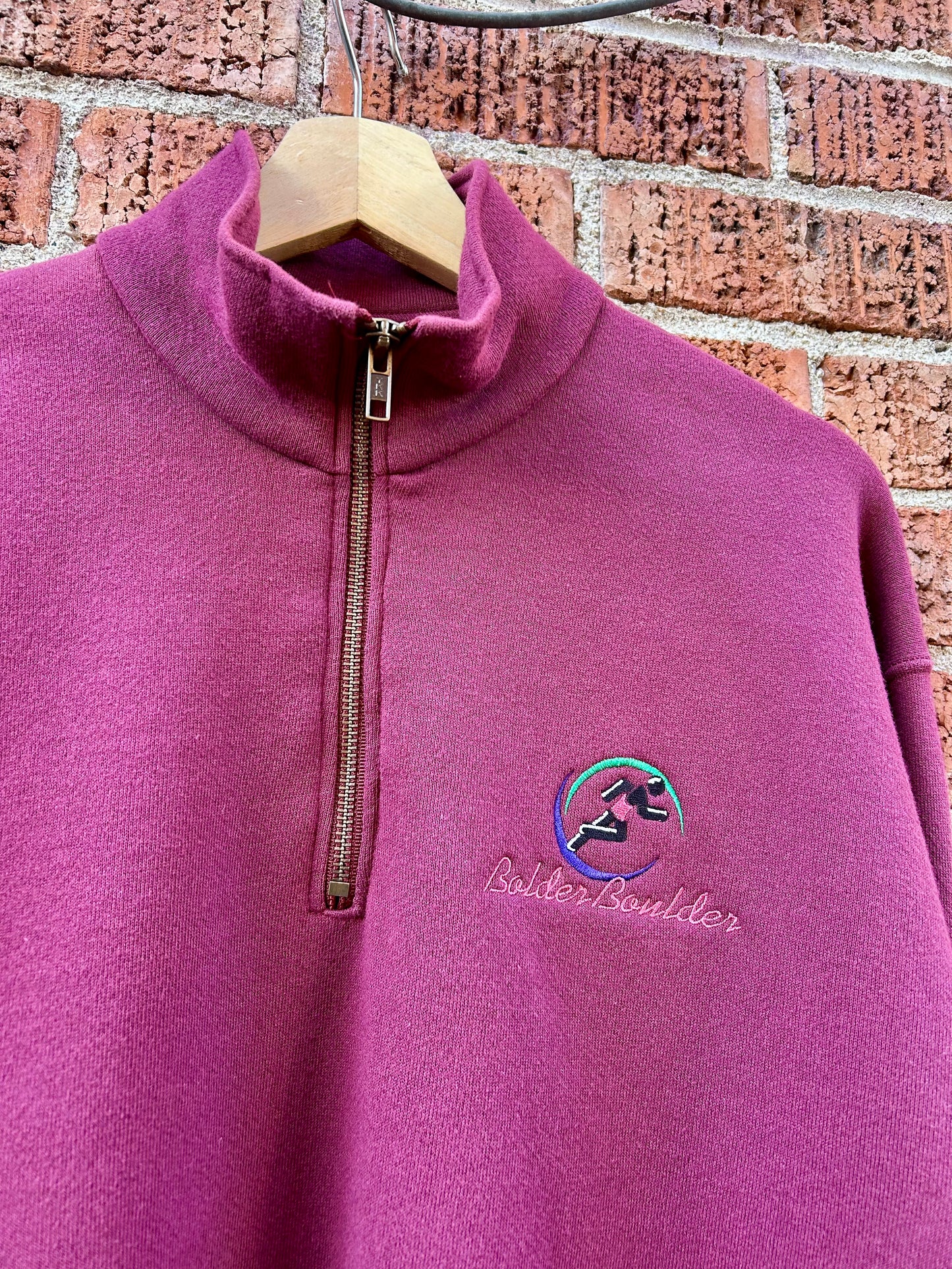 Vintage Bolder Boulder Quarter-Zip Sweatshirt. Size Large