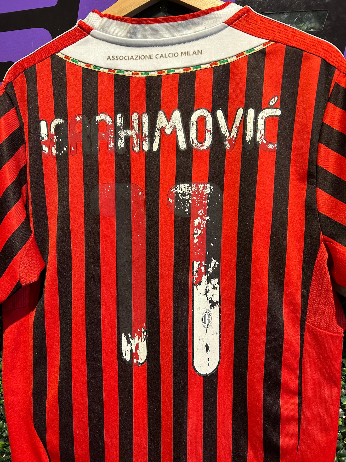 00s AC Milan #11 Zlatan Ibrahimovic Adidas Jersey. Size M/L