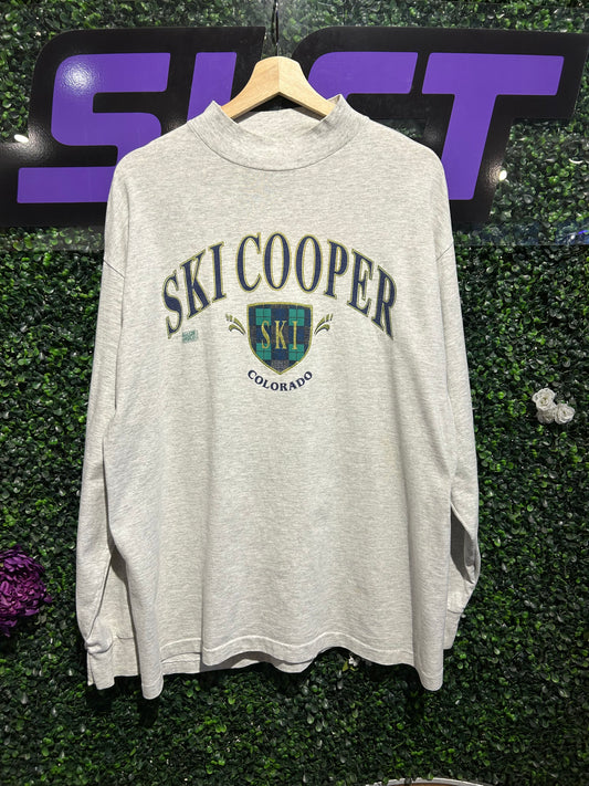 90s Ski Cooper Colorado Mock-Neck LS Shirt. Size L/XL