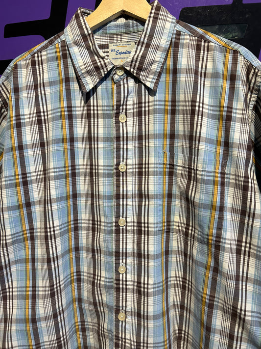 Vintage U.S. Expedition Plaid Button-Up Shirt. Size Large