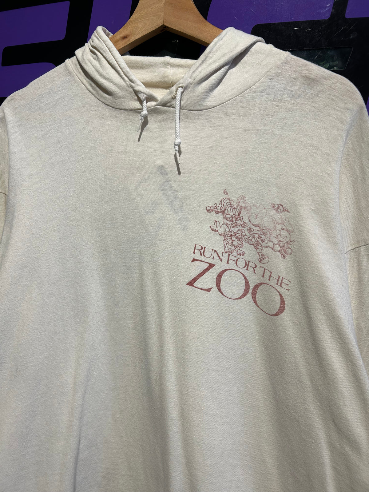 80s Run For The Zoo Denver Coors Shirt Hoodie. Size Large