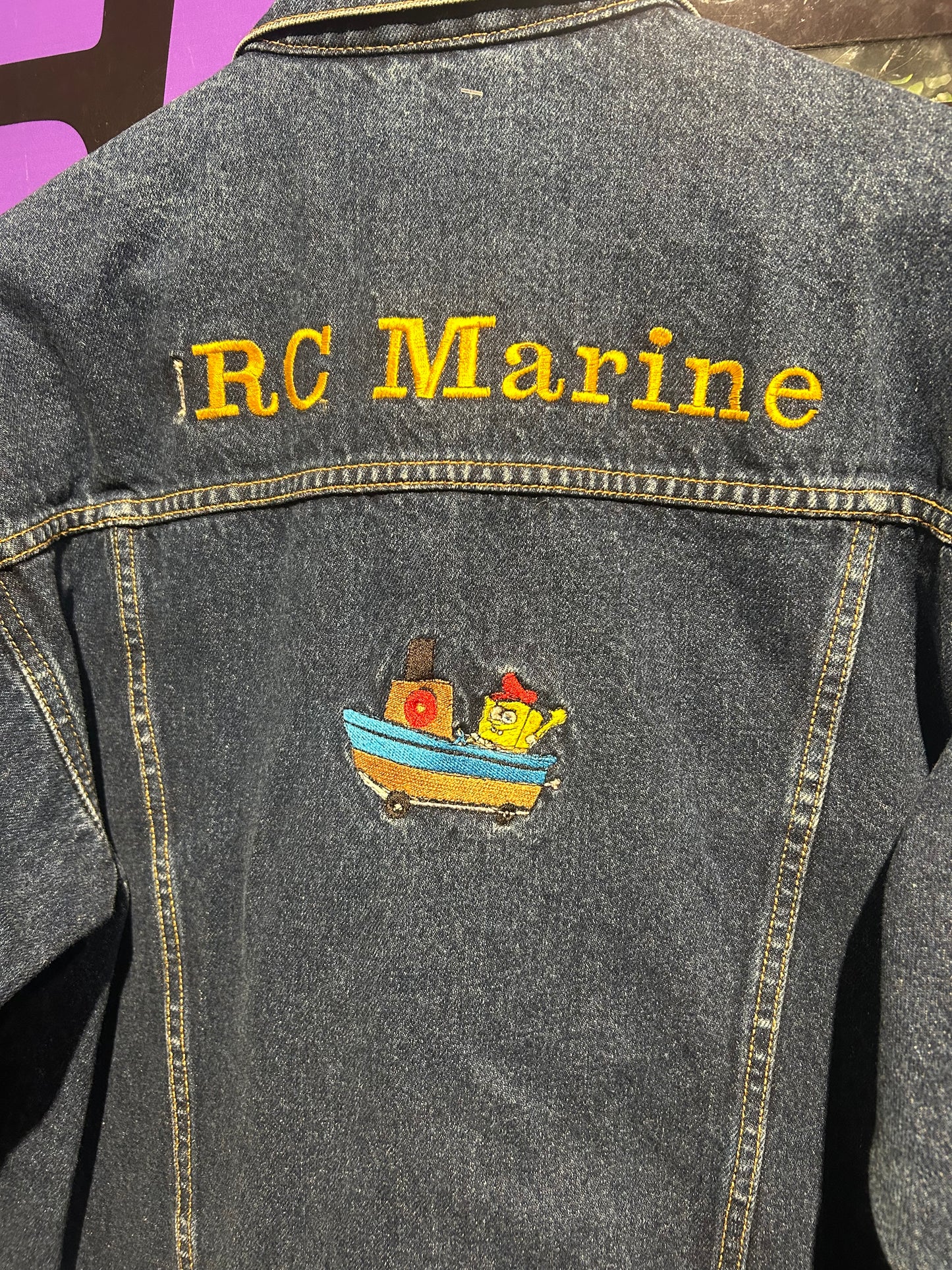 00s Route 66 Custom Embroidered Denim Jacket. Size Medium