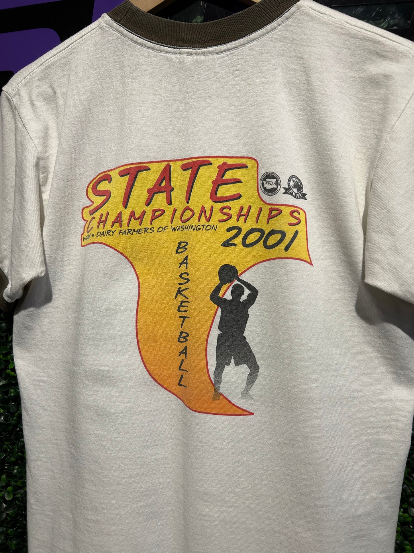 2001 Basketball State Championship Ringer T-Shirt. Size Small