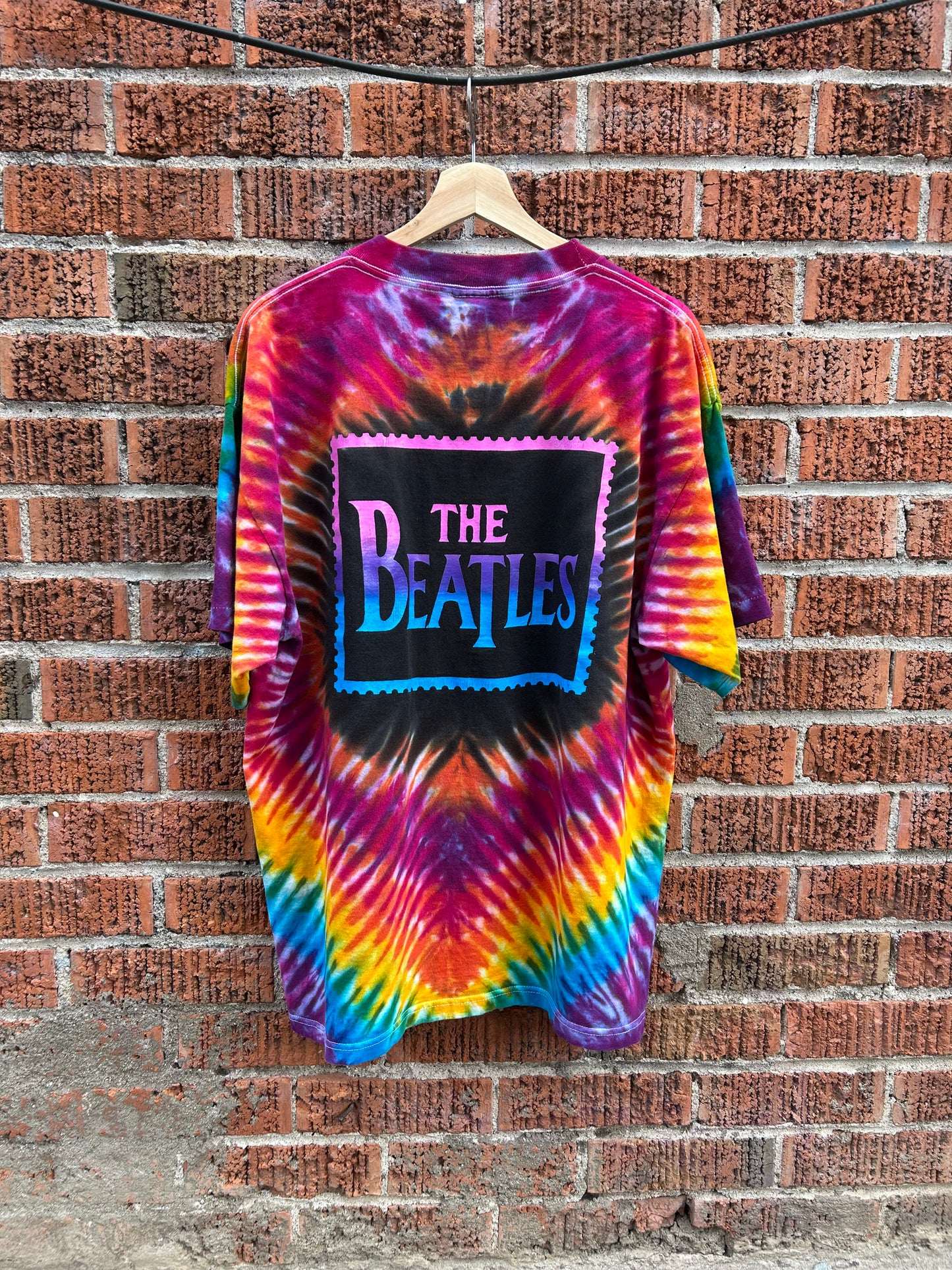 90s The Beatles Stamp Tie-Dye T-Shirt. Size XL