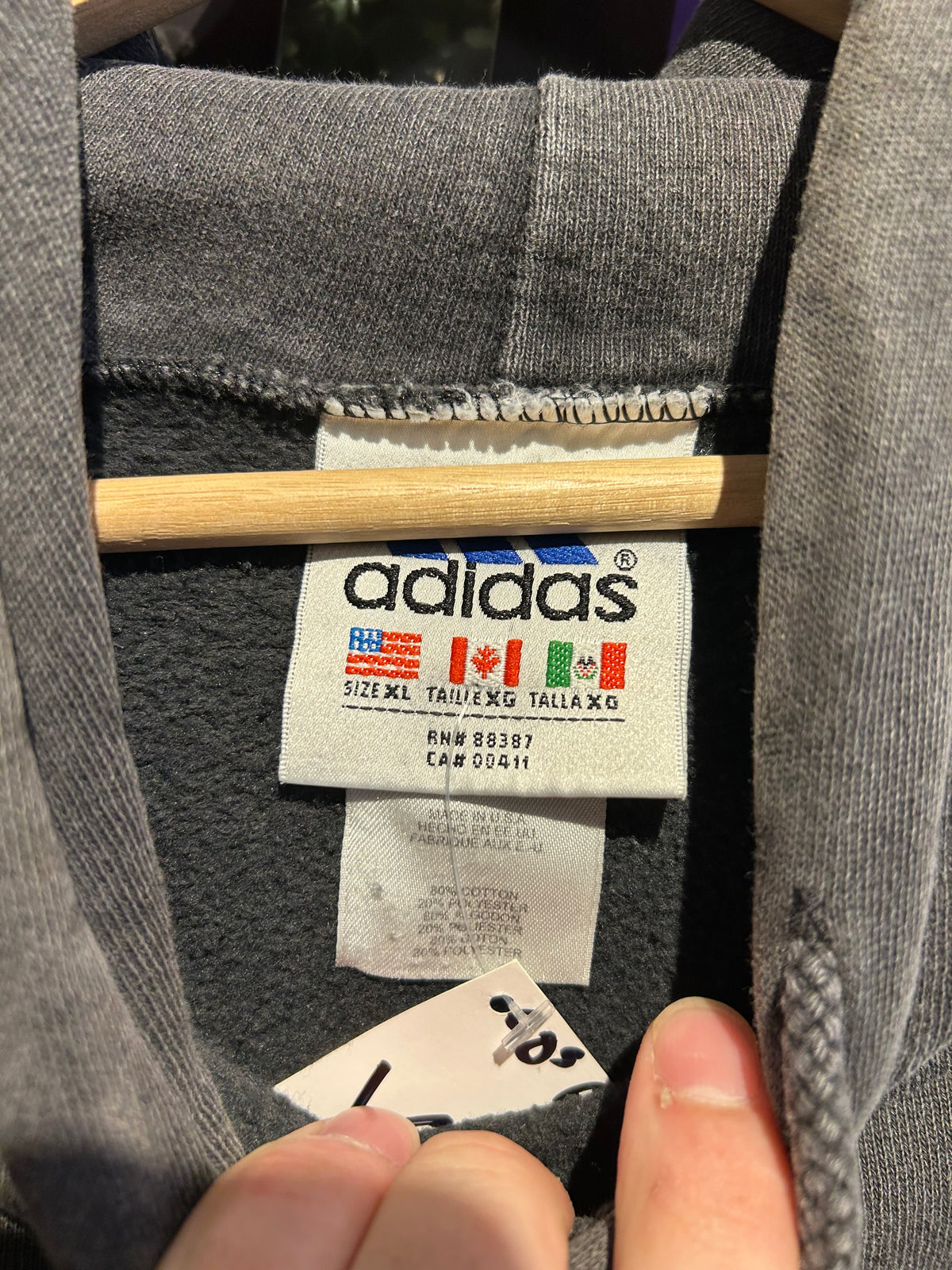 90s Faded Adidas Hoodie. Size XL