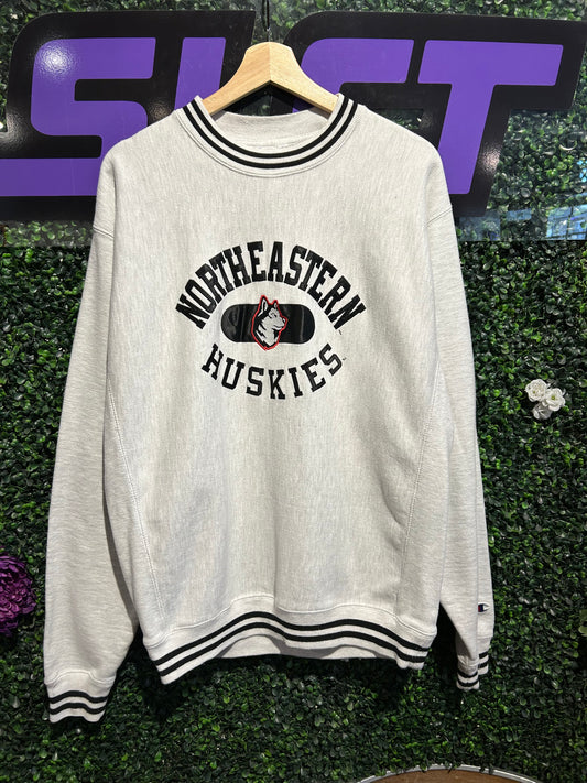 Northeastern Huskies Reverse-Weave Champion Crewneck. Size Large