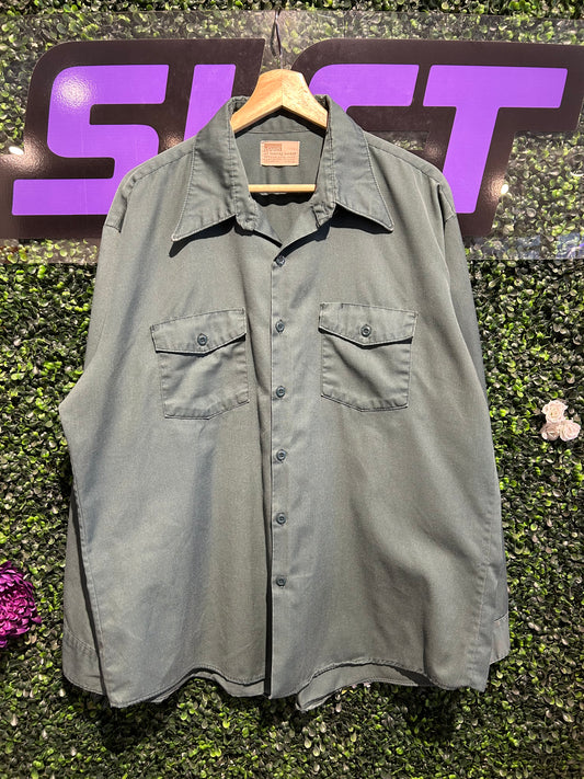 70s Montgomery Ward Work Button-Up Shirt. Size L/XL