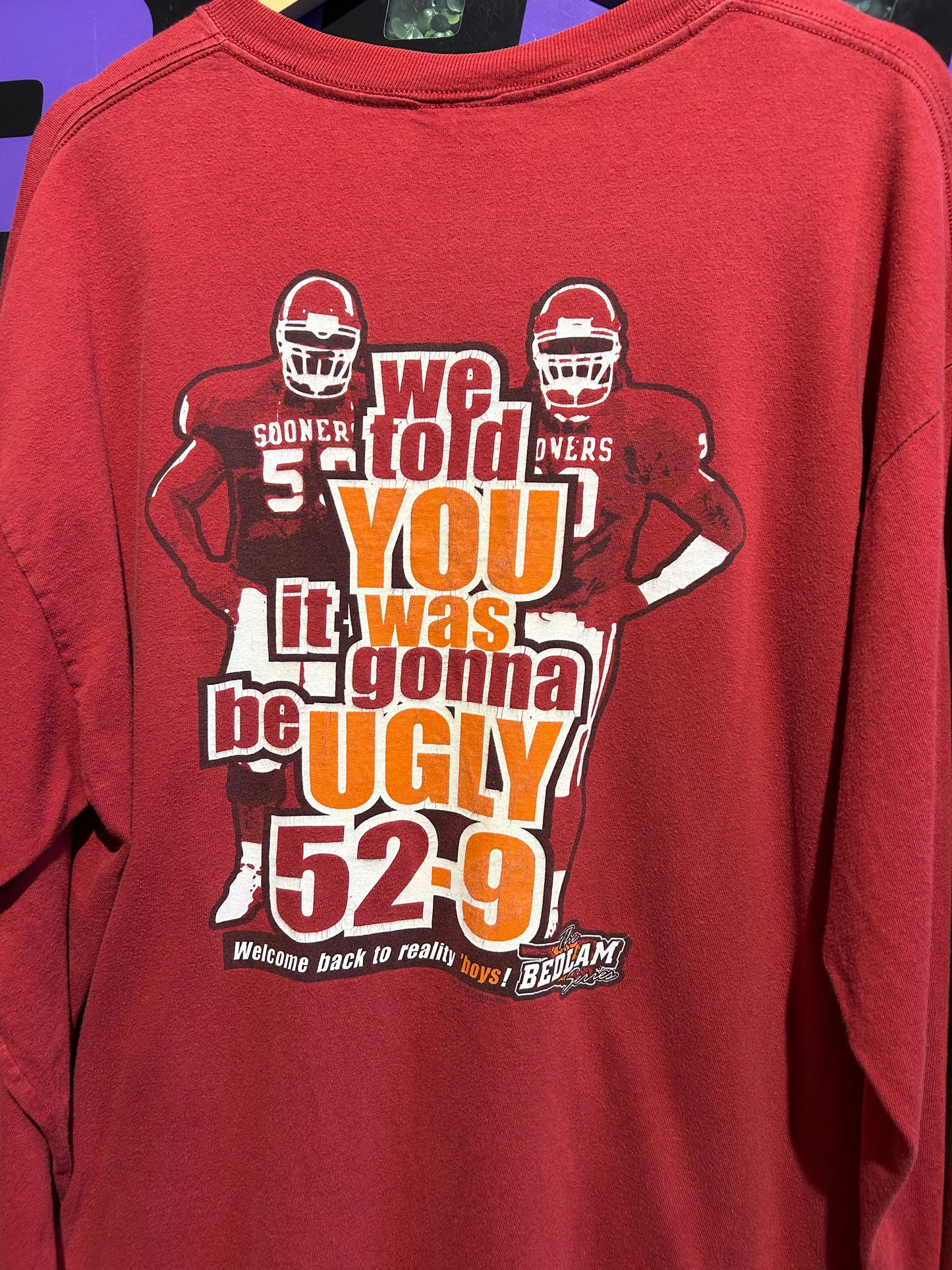 2003 Oklahoma Sooners Football The Bedlam Game LS Shirt. Size XL