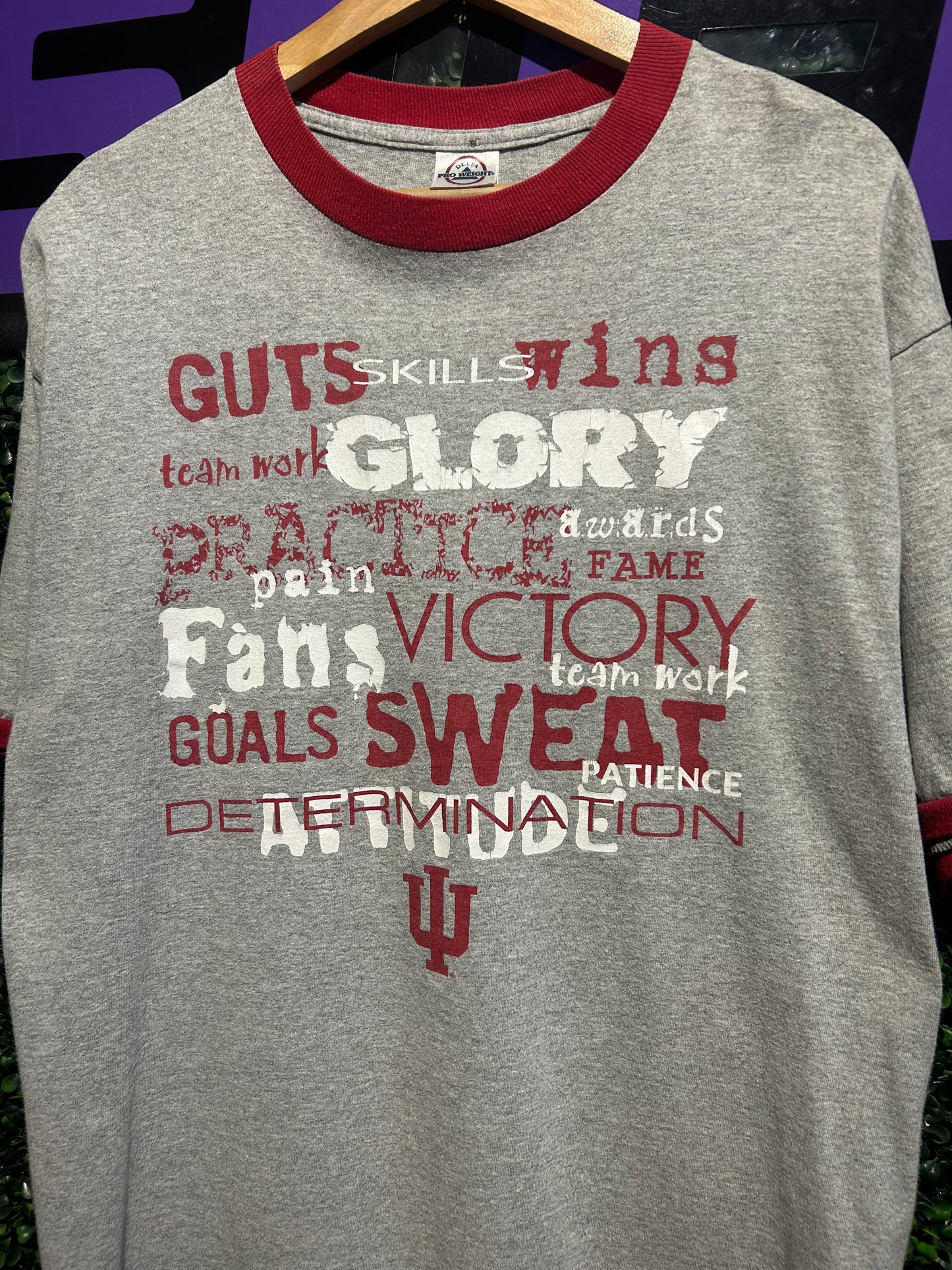 Vintage Indiana Hoosiers Ringer T-Shirt. Size Large