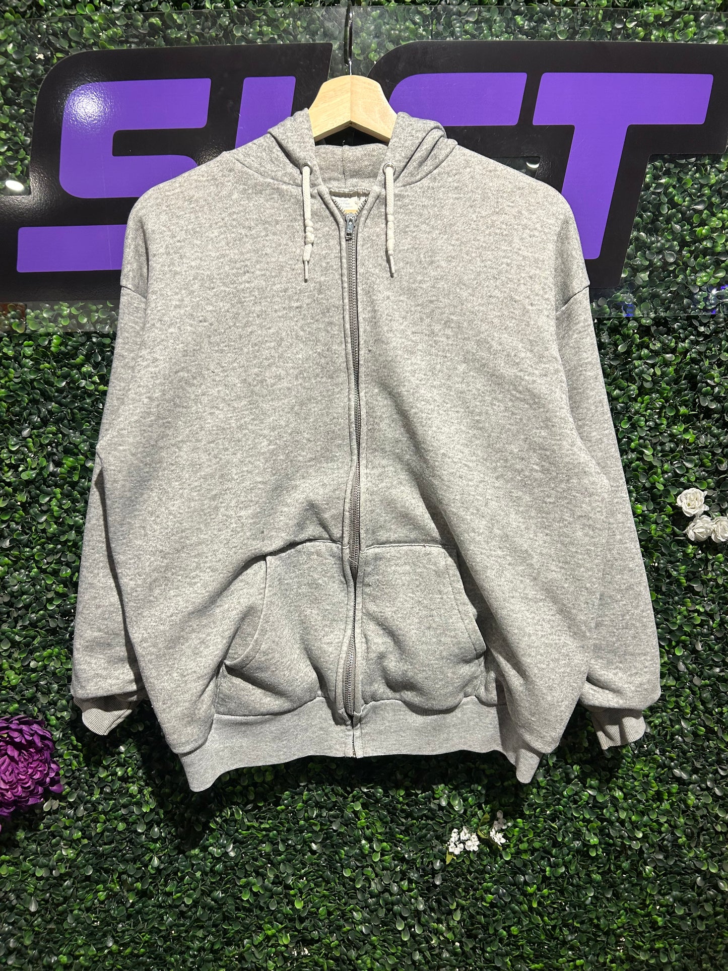 80s Thermal-Lined Zip-Up Hoodie. Size S/M