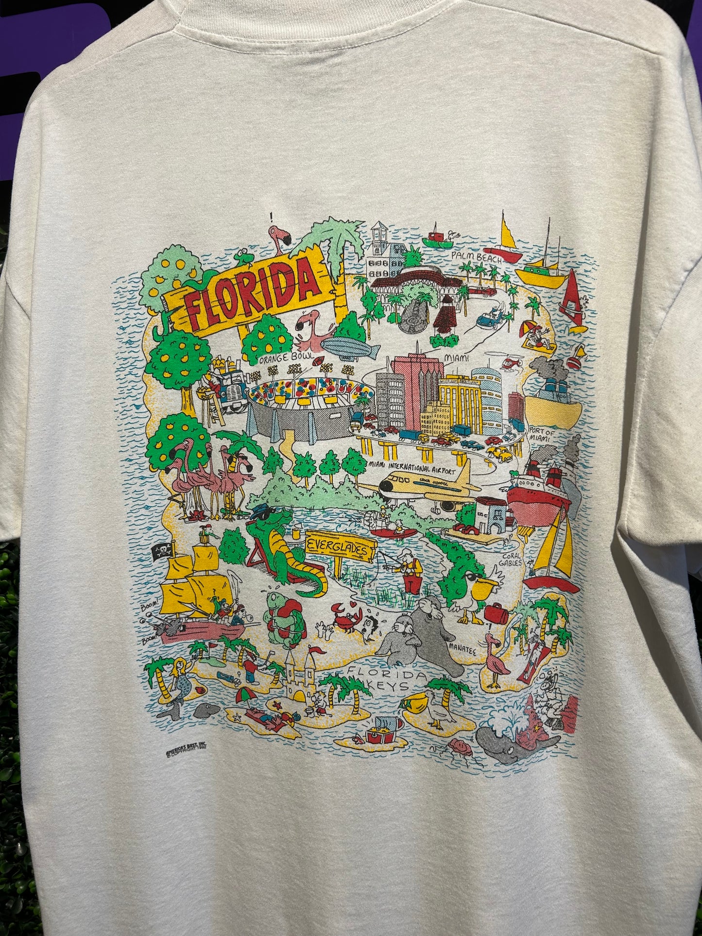 1992 Florida Double-Sided Map T-Shirt. Size L/XL