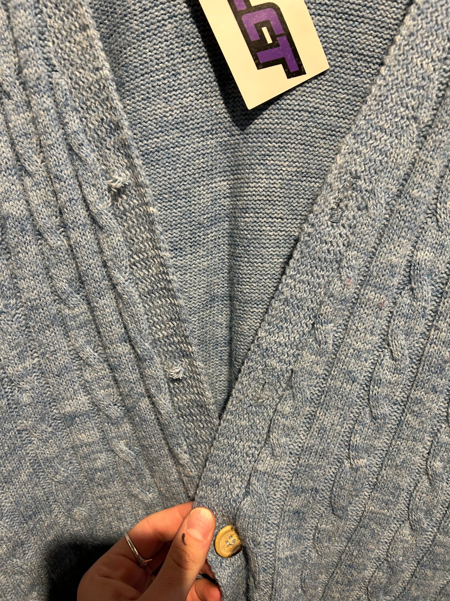 80s Lahmar Cable-Knit Cardigan. Size Medium