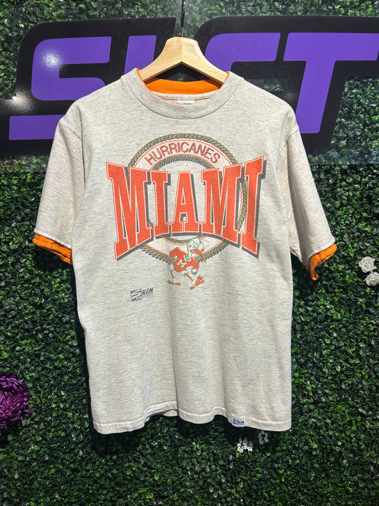 1990 Miami Hurricanes Salem Sportswear T-Shirt. Size Medium