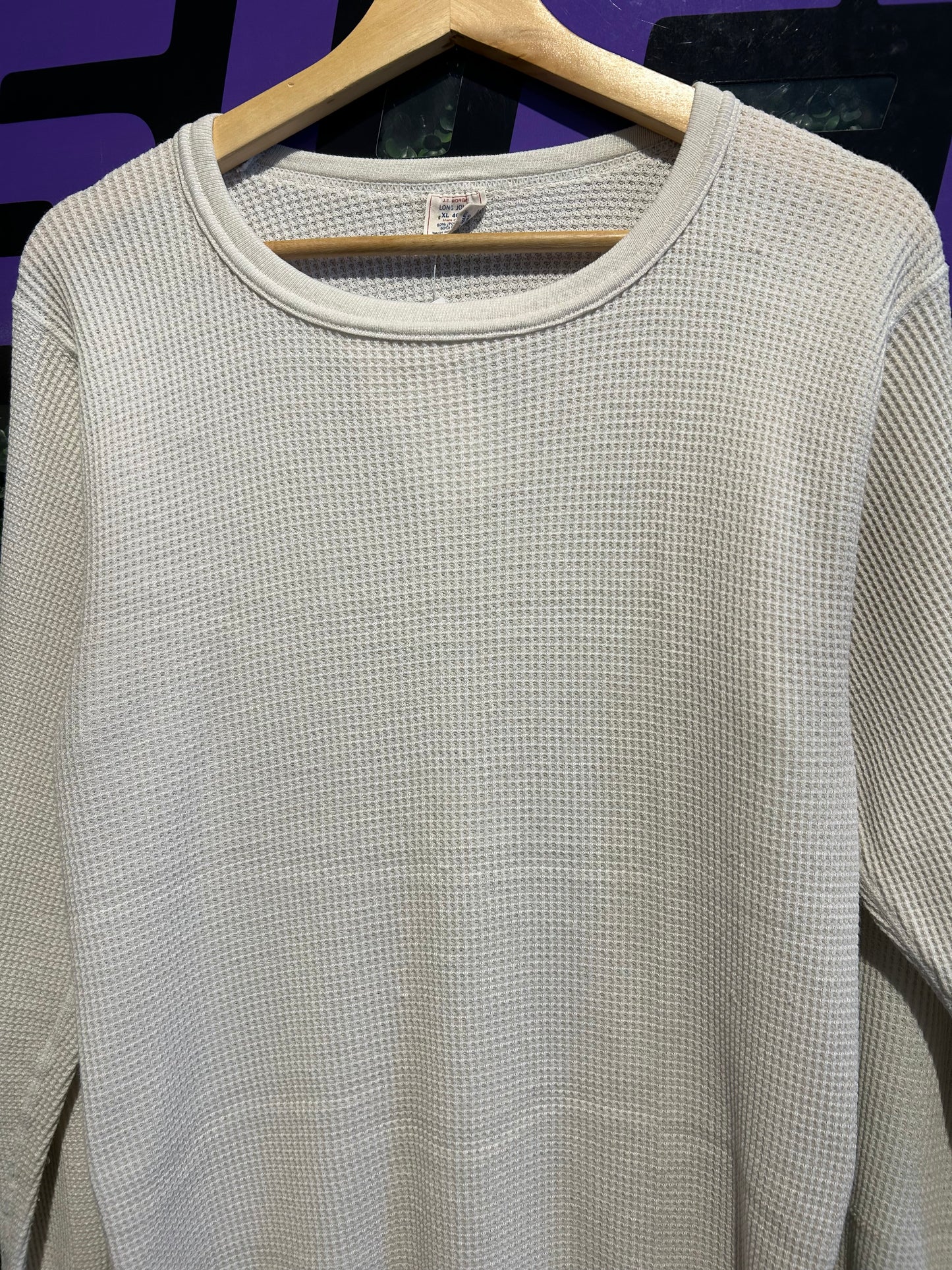 80s Waffle Knit LS Thermal Shirt. Size Large