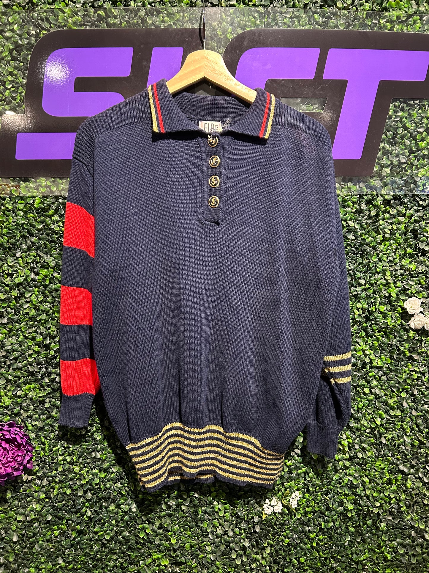 Vintage Italian Collared Knit Sweater. Size Small