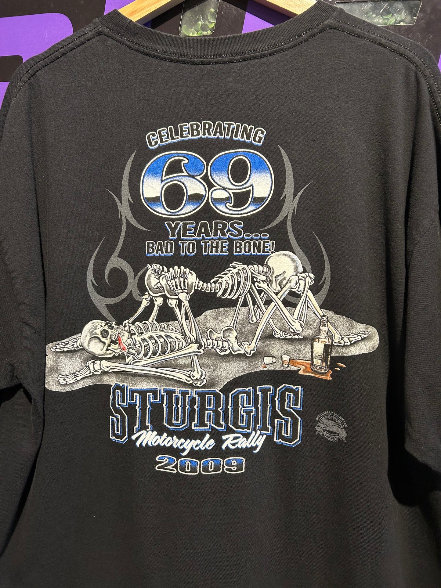 2009 Sturgis 69th Anniversary Bad To The Bone T-Shirt. Size XL