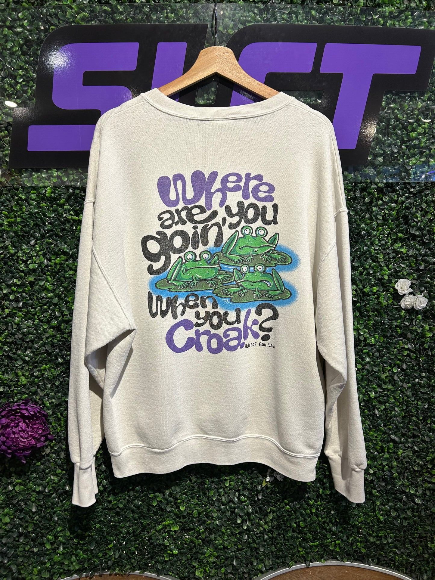 90s Where Are You Going When You Croak? Religious Crewneck. Size XL