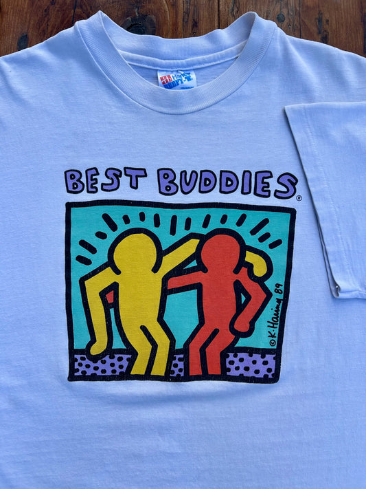 90s Keith Haring Best Buddies Art T-Shirt. Size Large