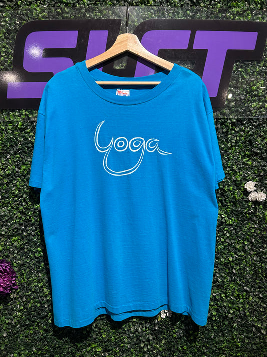 90s Cat Yoga T-Shirt. Size XL
