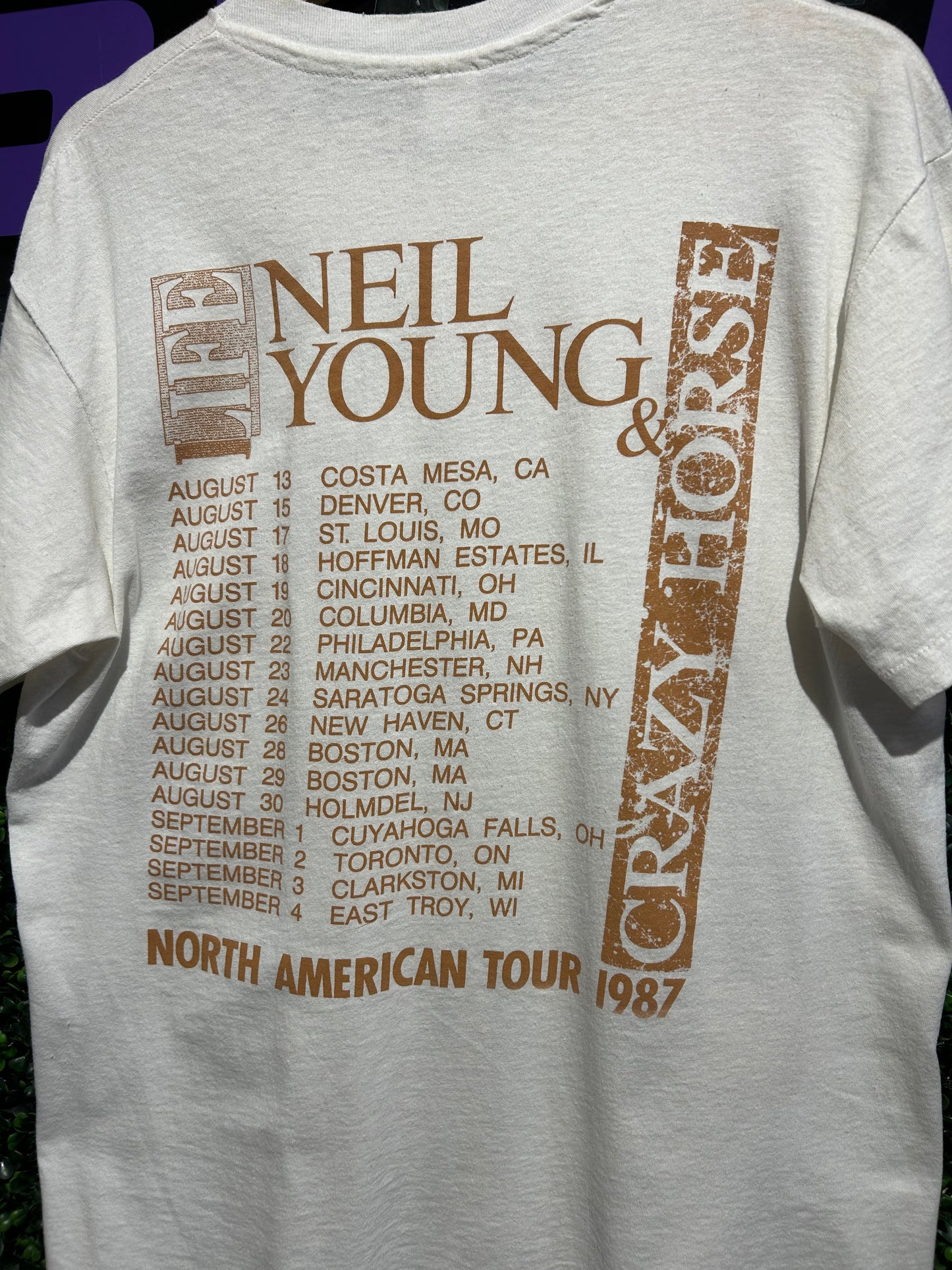 1987 Neil Young & Crazy Horse North American Tour T-Shirt. Size Large