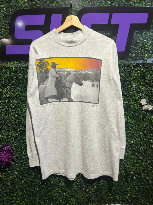 1991 Real Workin’ Cowboys Mock-Neck LS Shirt. Size Large
