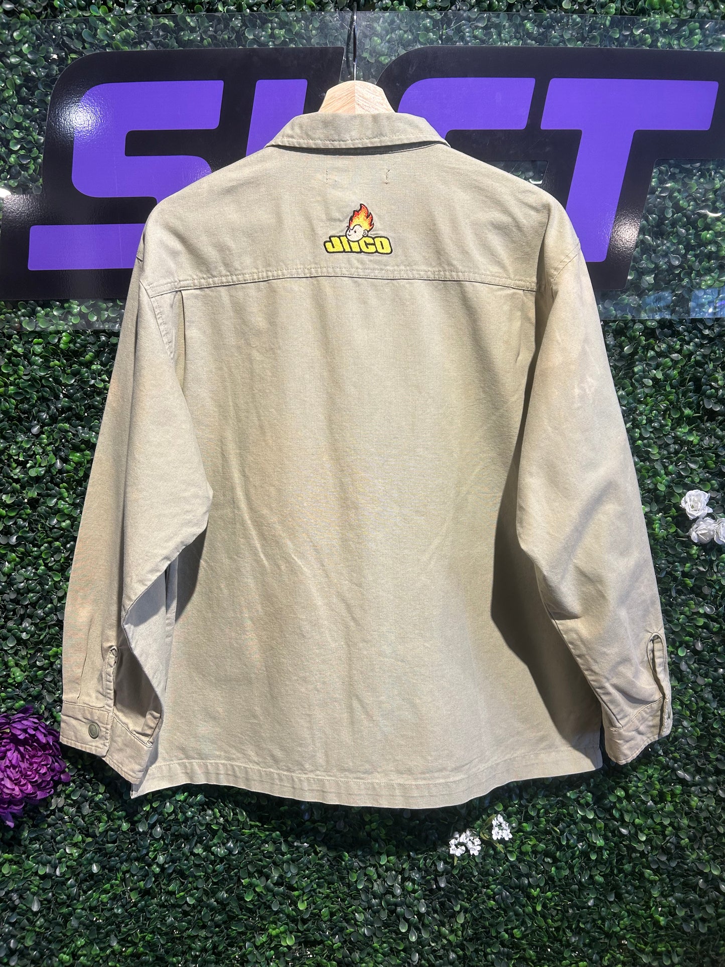 90s JNCO Flamehead Zip-Up Utility Jacket. Size Large