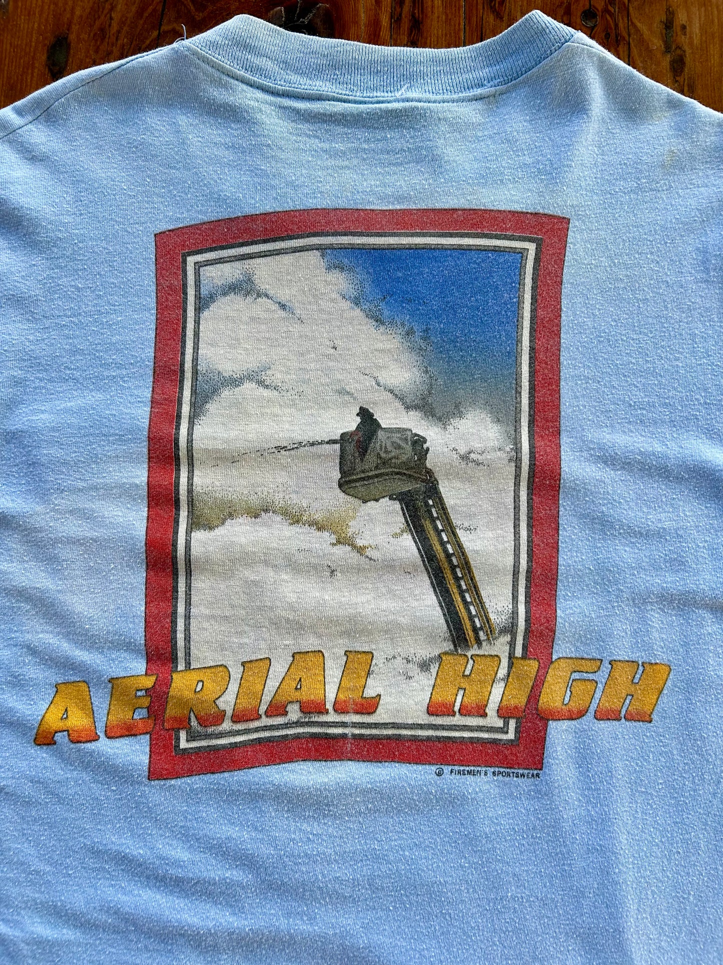 80s Firefighter Aerial High Pocket T-Shirt. Size M/L