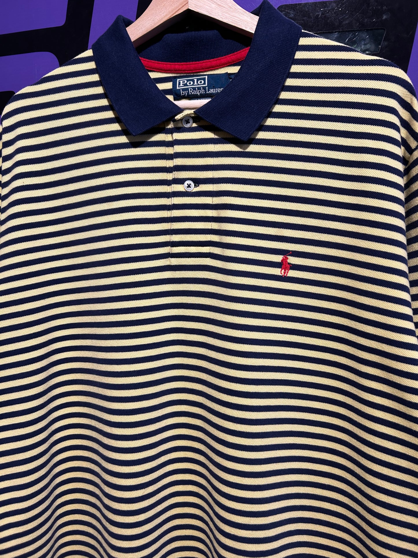 Vintage Striped Polo Ralph Lauren Polo Shirt. Size XL