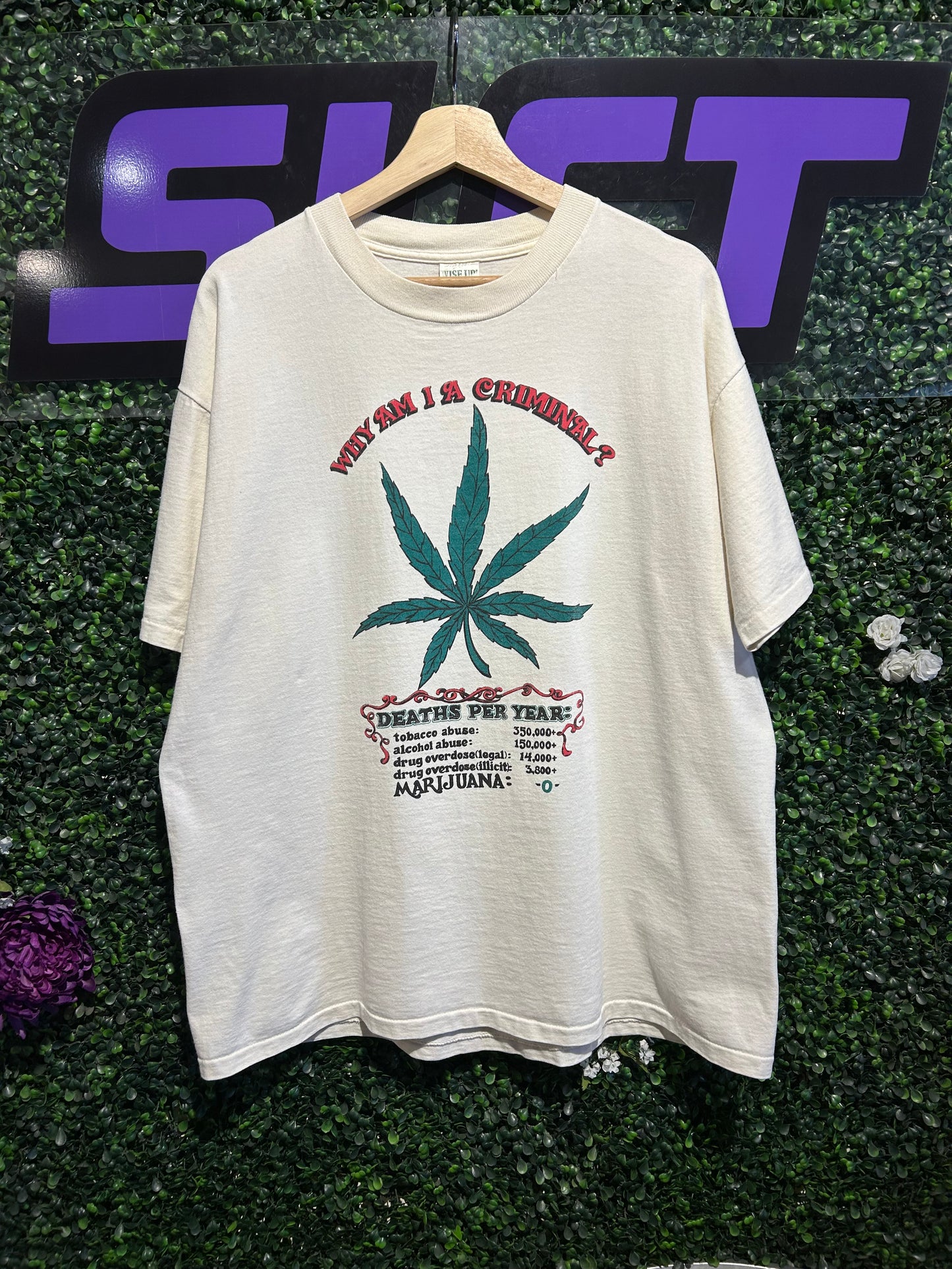 90s Why Am I A Criminal? Marijuana Prohibition T-Shirt. Size XL