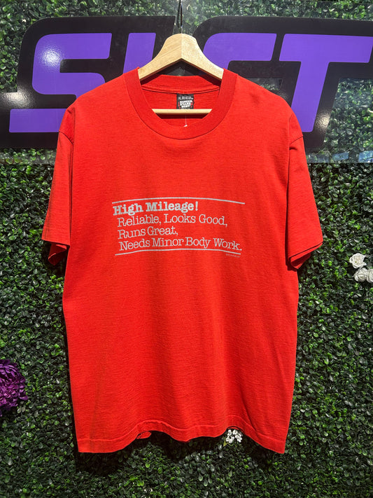 90s High Mileage Parody T-Shirt. Size L/XL
