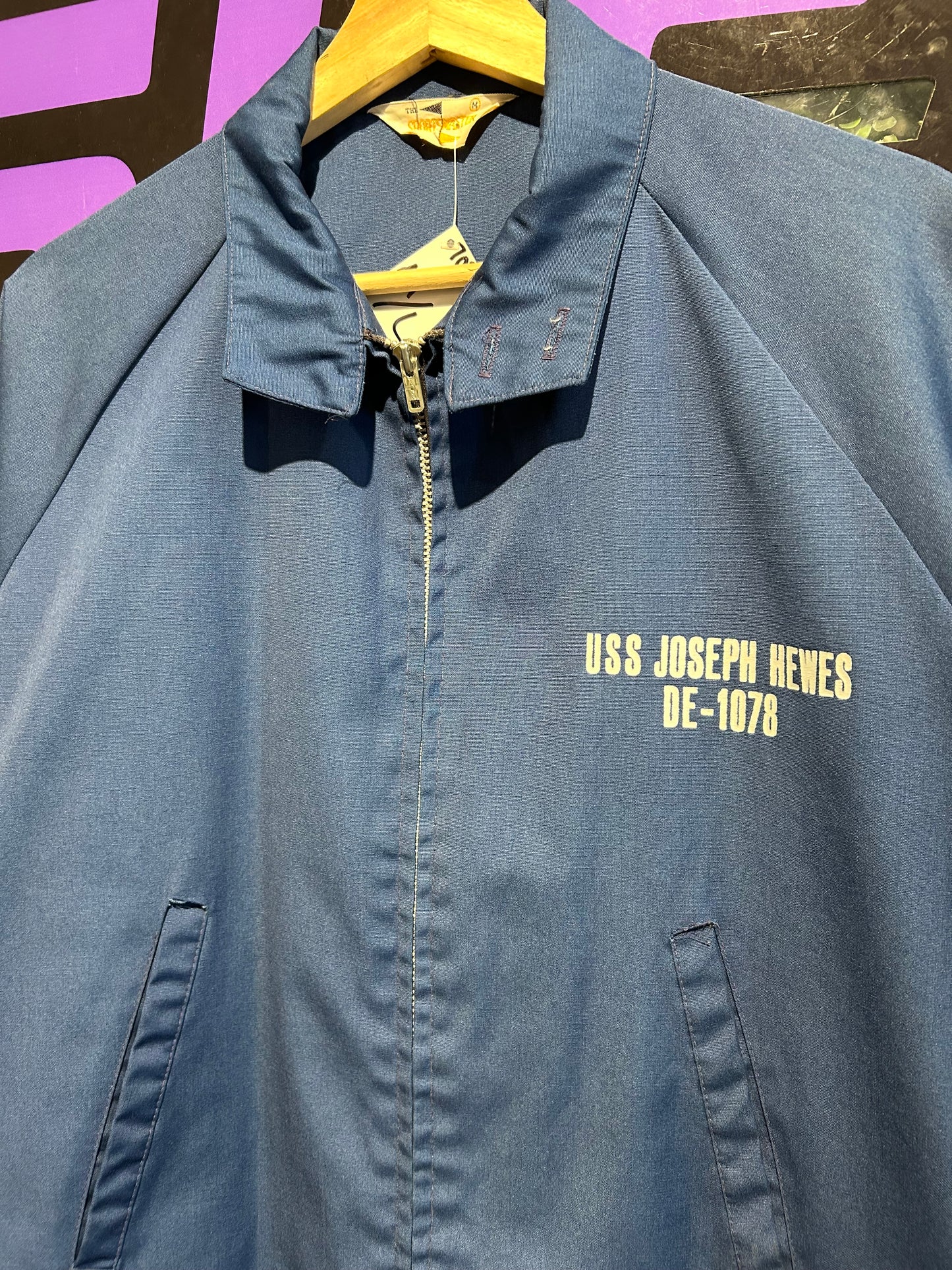 70s USS Joseph Hewes Military Zip-Up Jacket. Size M/L