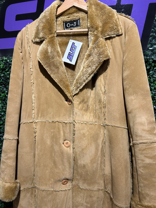00s Five J Suede Fur-Trim Penny Lane Style Jacket. Size 2