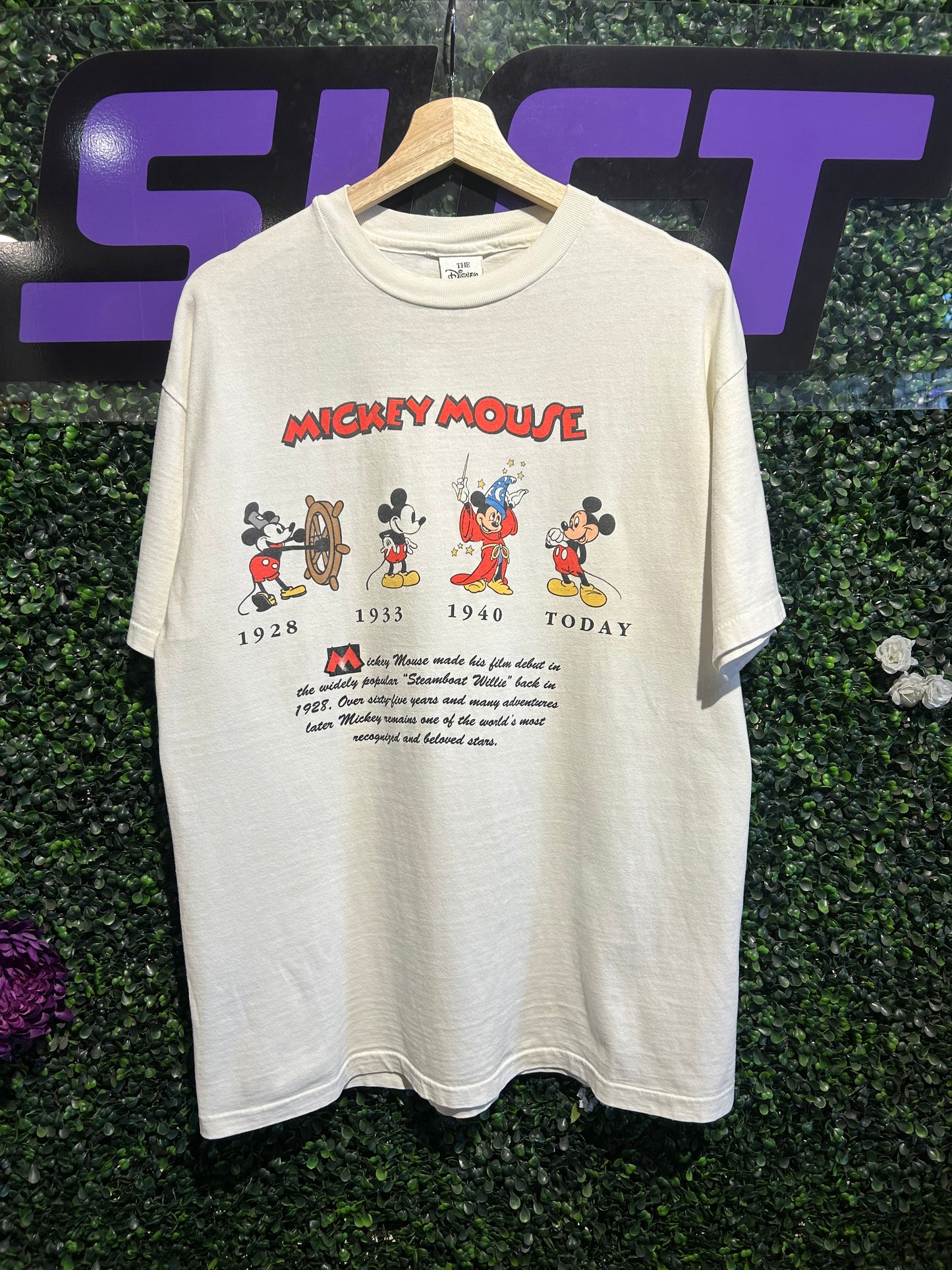 90s Mickey Mouse Through The Years T-Shirt. Size L/XL