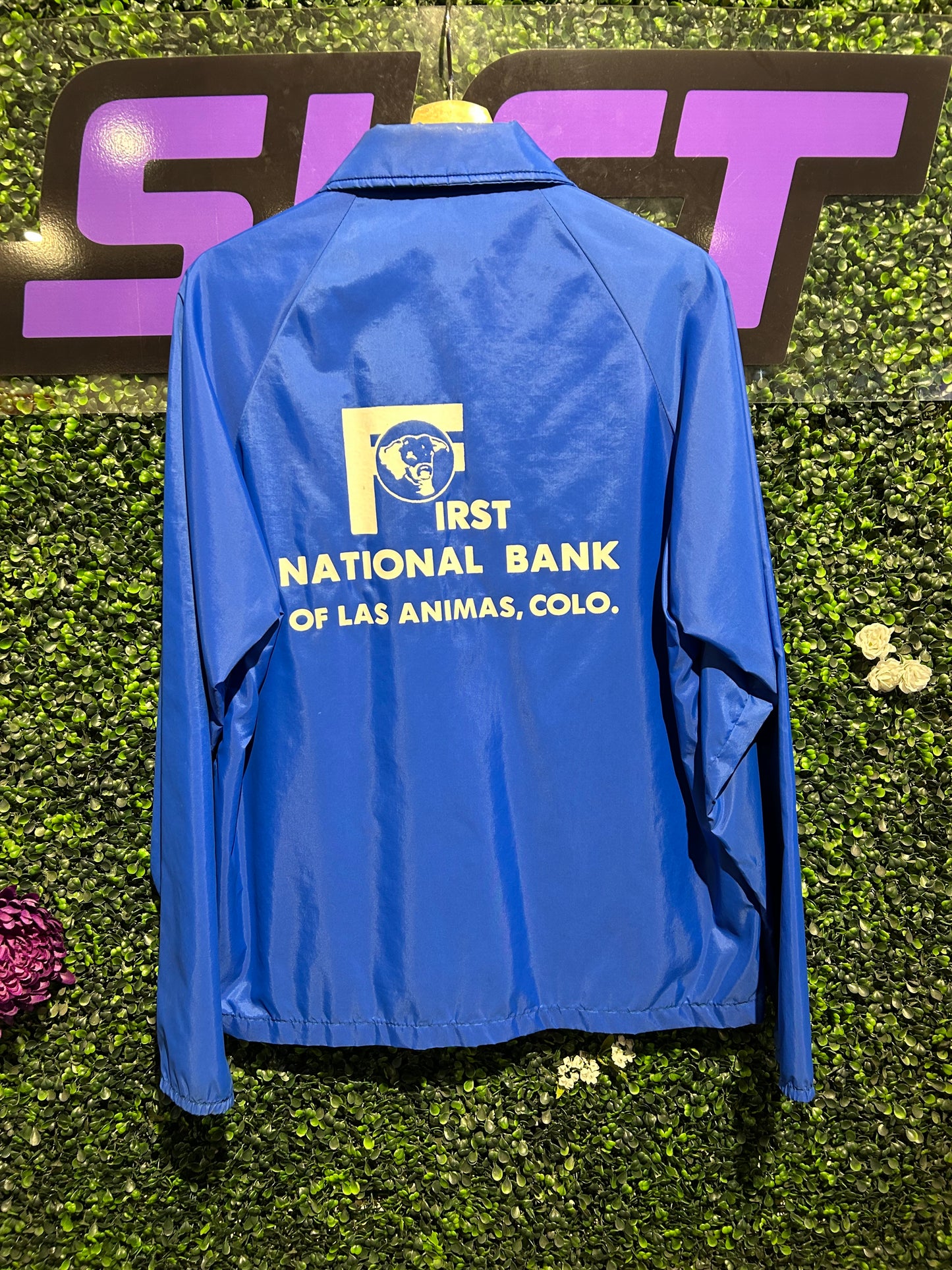 80s First National Bank Button-Up Jacket. Size M/L